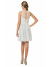 A-line Sheer Neckline Gray Lace Knee Length Prom Dress